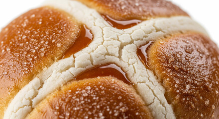 Hot Cross Bun Broken Open Revealing Salted Caramel Interior