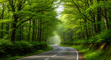 a road that is surrounded by trees and grass