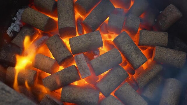 Closeup of glowing charcoal briquettes in a barbecue grill perfect for outdoor cooking and grilling. 4k Footage Video