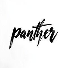 Fototapeta premium Strong black brush lettering of the word panther on a white background in a simple and clear style