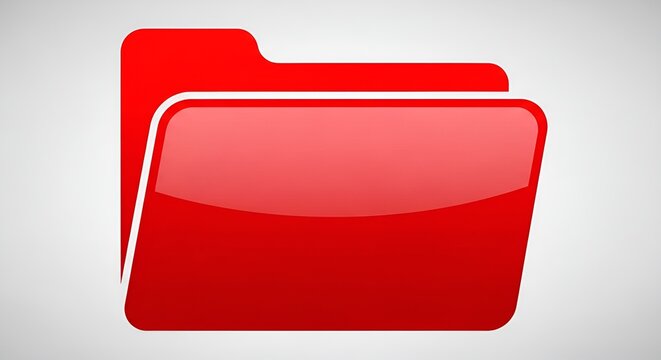A Glossy Red Folder Icon Representing Organization and Data Storage