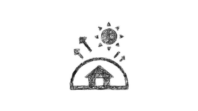Sketch greenhouse effect icon animation - smooth progressive reveal
