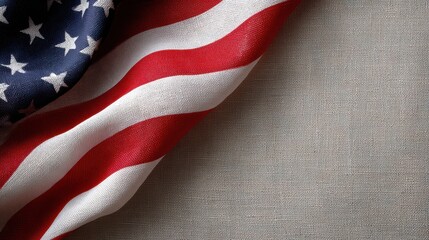 Obraz premium American flag waving on canvas texture background, national celebration and independence day concept