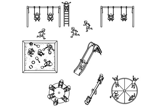 Children Playground CAD Blocks &ndash; Top View Kids Playing Vector for Architectural Plans