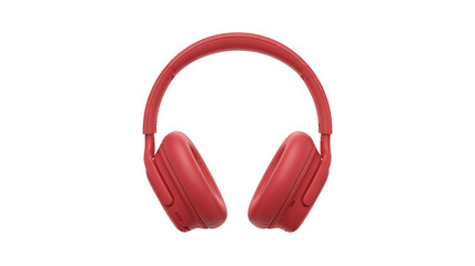 Red over-ear headphones red headphones wireless headphones music isolated on a transparent background