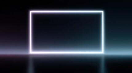 Fototapeta premium transparent neon frame rectangle, glowing light template, modern design overlay element
