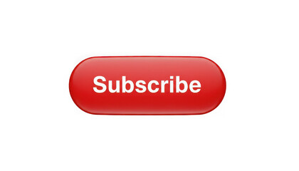Red Subscribe Button 3D Glossy Isolated on Transparent Background PNG