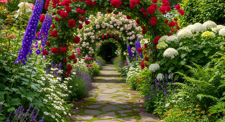 Vibrant Roses Blooming in Serene Field at Breathtaking Sunset with Blue Sky