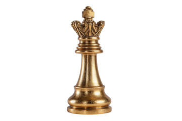 Golden chess king piece isolated on transparent background. Golden chess king piece isolated on white background.