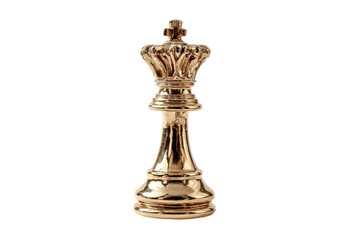Fototapeta premium Golden chess king piece isolated on transparent background. Golden king chess piece strategy, power, leadership isolated on white background.