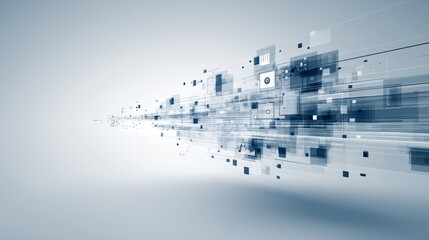 Fototapeta premium Data flow elements move in a clear, organized manner across a light background
