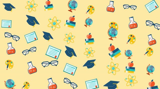 School objects including books, globes, and graduation caps ideal for educational design projects, academic presentations, or schoolthemed materials.