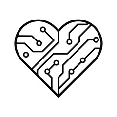 heart circuit board line art