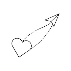 paper plane heart trail line art