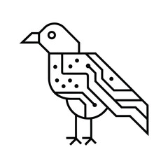 bird circuit board line art