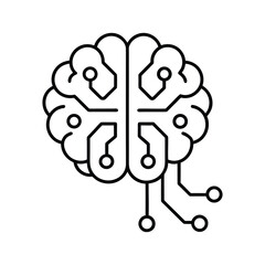human brain circuit board line art