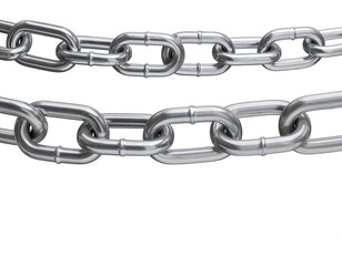 Fototapeta premium Close-up of two intertwined metal chains against white background