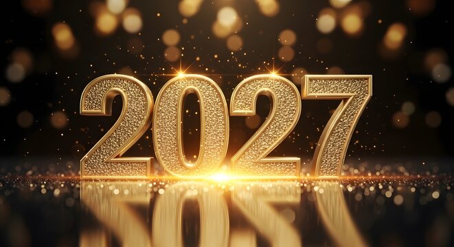 Sparkling gold 2027 new year's celebration background