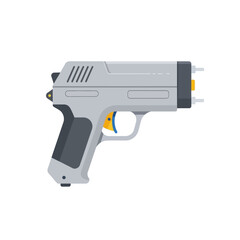 Taser gun weapon, electroshock device, self defense tool, non lethal weapon flat icon
