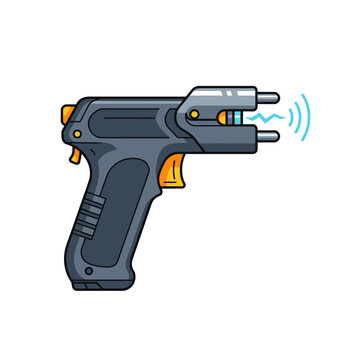 Taser Gun Illustration, Electric Weapon, Self Defense Tool
