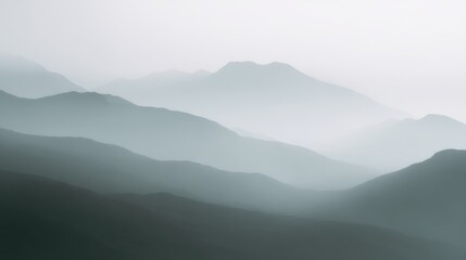 Fototapeta premium foggy mountain layers minimalist landscape