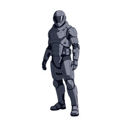 Futuristic Soldier in Full Body Armor, Sci-Fi Combat Suit, Digital Art
