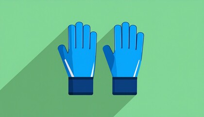 Obraz premium Blue protective work gloves isolated on green gradient background safety equipment