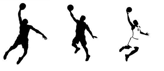basketball players silhouettes vector in different actions © ALI