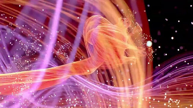 Abstract illustration of colorful, flowing energy patterns, suggesting motion and dynamism