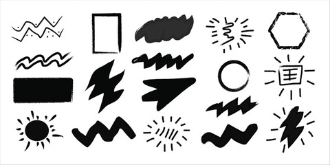 Obraz premium Collection of Abstract Hand-Drawn Graphic Elements Minimalist Shapes and Symbols