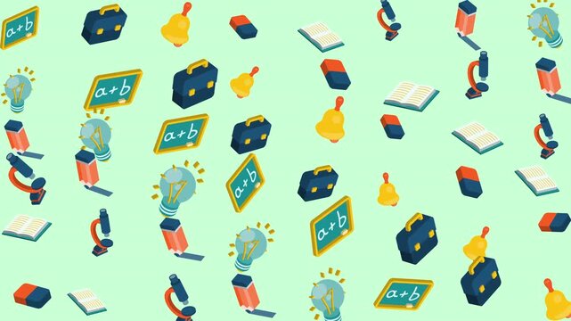 School supplies like briefcases, microscopes, chalkboards, and educational items. Great for educational websites, backtoschool promotions, and classroomrelated designs.