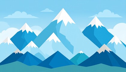Abstract mountain peaks checkmark success concept blue gradient sky background vector illustration
