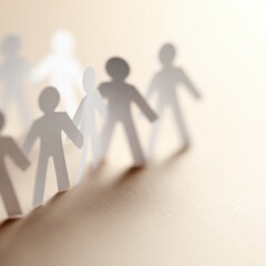 Paper people silhouettes on hands, diversity inclusion and equality concept