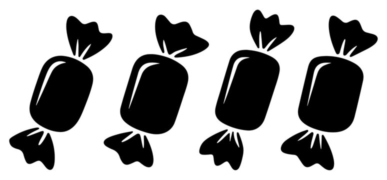 wrapped candy silhouette icon set