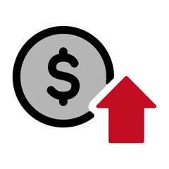 ドルマークと上昇の矢印　株価上昇を表すアイコン