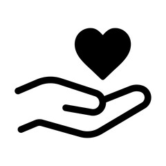 手のひらに浮かぶハートの思いやりアイコン