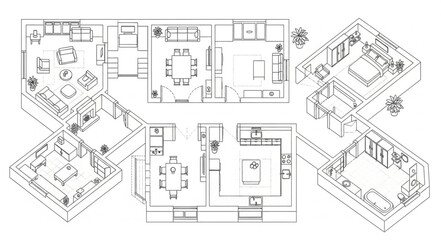 Architectural floor plan drawing of a modern house design.