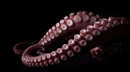 Octopus tentacles close-up on dark background  