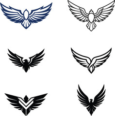 Fototapeta premium Bold Eagle Wings Vector Illustration Set