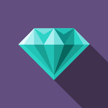 A large teal diamond on a purple background
