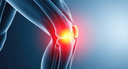 Naklejka premium Knee joint pain and inflammation medical illustration