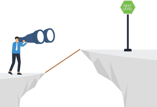 Businessman searching future vision, planning progress, next level, overcoming challenge, career success, looking forward, big opportunity, conceptual design