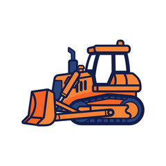 Bulldozer operating in a construction site, heavy machinery, industrial equipment, vector illustration, front view