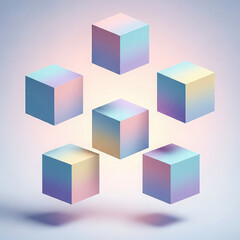 Floating holographic cubes abstract geometric background