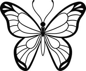 Butterfly and bee line art illustration vector nature insects flowers