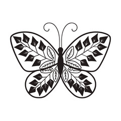 Fototapeta premium Butterfly and bee line art illustration vector nature insects flowers 
