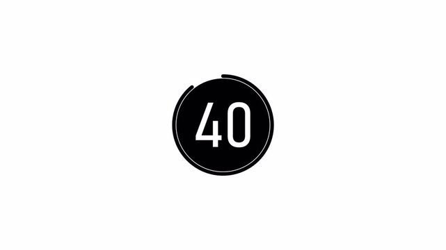 45 to 0 second countdown animation with transparent background,45 second countdown timer, countdown video with alpha channel in 4k.	
