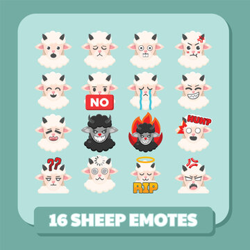 Sheep twitch emotes expression vector design