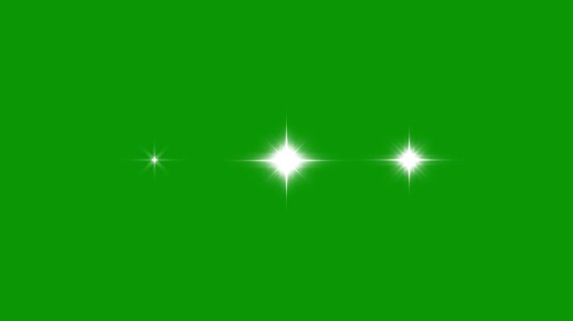 Starry night, twinkling stars animation, white cartoon blinking stars, flat vector doodle sparkle, glitter burst effect, Magic sparkles, 2D shining twinkle effect on green screen background. 4k video