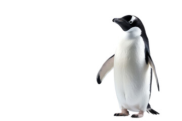 Fototapeta premium Adorable penguin standing proudly against a white isolated background.